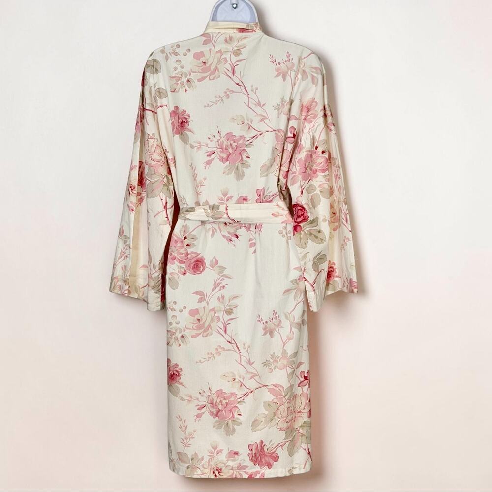 Vintage 90s Floral Cotton Kimono Robe Cottagecore Wrap Duster Mas d’Ouvan Paris - Picture 4 of 11